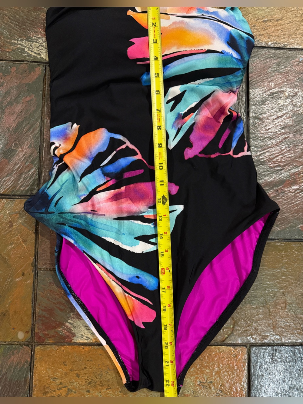 LA BLANCA 'Prism Palm' One Shoulder Black Multi One Piece Swimsuit Size M - Picture 6 of 8